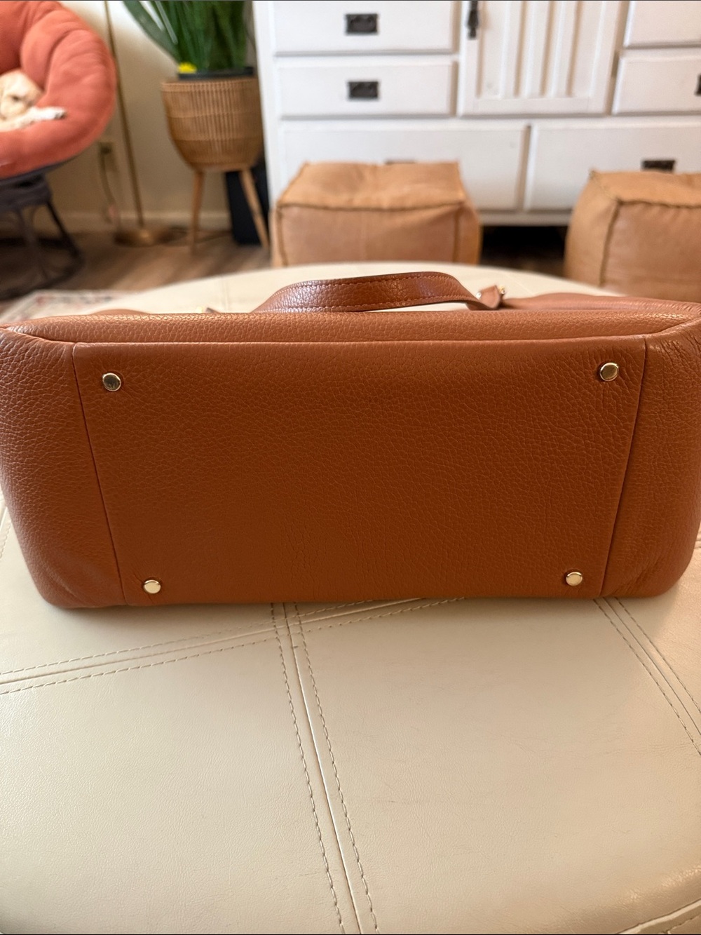 kate spade Cognac Pebbled Leather Tote with Gold Hardware - Picture 5 of 5